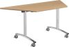 1600mm TRAPEZOIDAL TILT TOP TABLE LIGHT OAK/SILVER