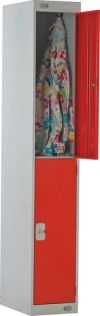 1800x300x450mm 2-DOOR LOCKER GREY/RED