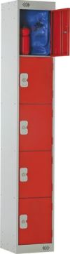 1800x450x450mm 5-DOOR LOCKER GREY/RED
