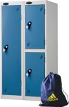 1220x305x460mm LOW LOCKER 2 TIER SILVER/BLUE