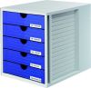 5 DRAWER STORAGE UNIT GREY/BLUE (CLOSED)